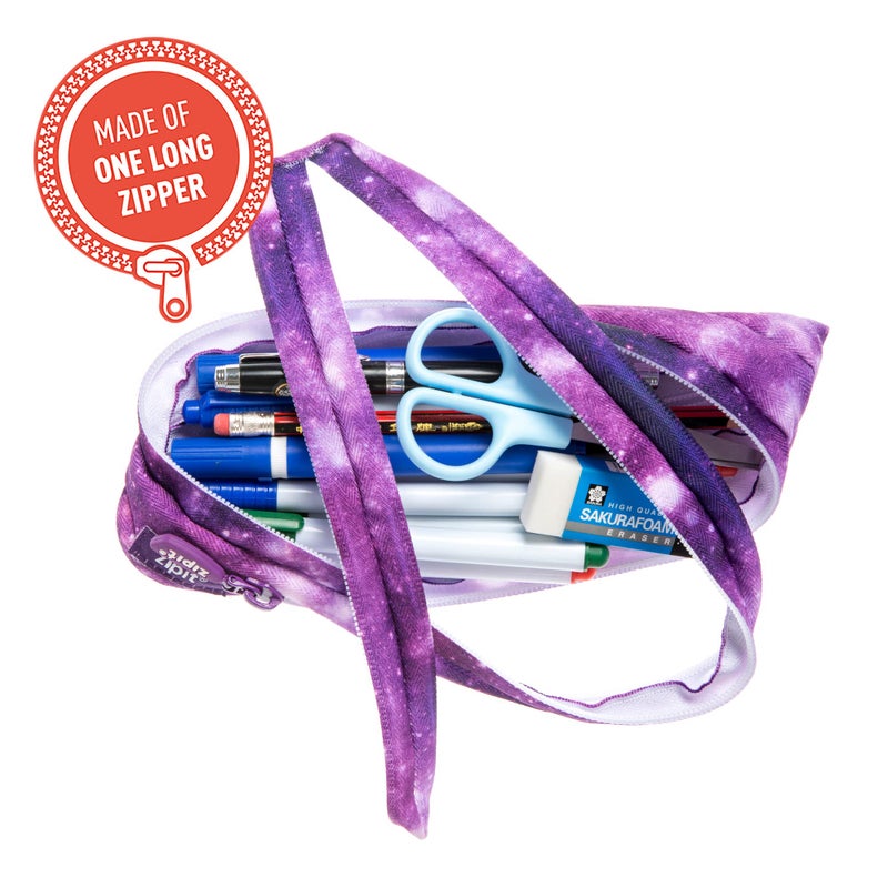 ZIPIT Galaxy Pencil Case for Girls, Cute Pencil Pouch for Teens, Aesthetic Stationery Bag for School, Purple - Image 2